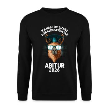 Lizenz zum Klugscheißen Abi - Unisex Pullover - Schwarz - Vorne - Alina (178cm) & Michal (187cm)