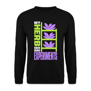 Kräuterregal – My Herb Rack Runs Experiments - Unisex Pullover - Schwarz - Vorne - Alina (178cm) & Michal (187cm)