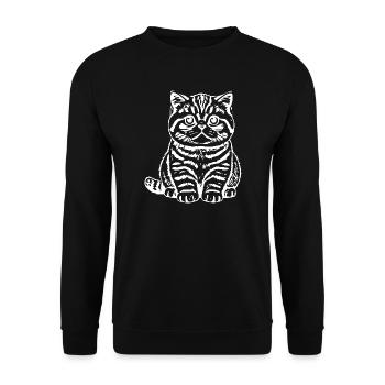 Britisch Kurzhaar Katze schwarz Tigerkatze Katzen - Unisex Pullover - Schwarz - Vorne - Alina (178cm) & Michal (187cm)