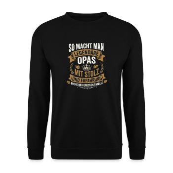 Legendärer Opa - Mit Stolz & Erfahrung - Unisex Pullover - Schwarz - Vorne - Alina (178cm) & Michal (187cm)