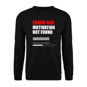 404 Motivation nicht gefunden - Unisex Pullover - Schwarz - Vorne - Alina (178cm) & Michal (187cm)