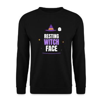 Resting Witch Face Halloween Witch Hat Ghost Funny - Unisex Pullover - Schwarz - Vorne - Alina (178cm) & Michal (187cm)