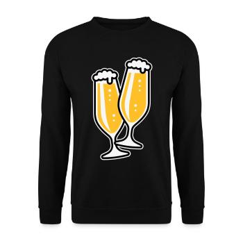 2 Pilsgläser Stoßen An (Bier Pils Schlank / 3C) - Unisex Pullover - Schwarz - Vorne - Alina (178cm) & Michal (187cm)