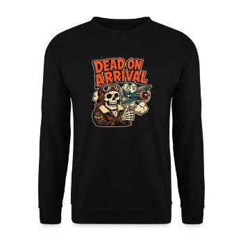 Dead on Arrival – Lustiger Halloween-Pilot - Unisex Pullover - Schwarz - Vorne - Alina (178cm) & Michal (187cm)
