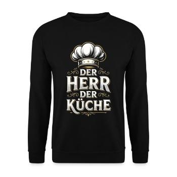 Der Herr der Küche – Königlicher Koch - Unisex Pullover - Schwarz - Vorne - Alina (178cm) & Michal (187cm)