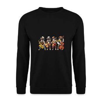 Pug Dog Jazz Musicians - Unisex Sweatshirt - black - Front - Alina (178cm) & Michal (187cm)