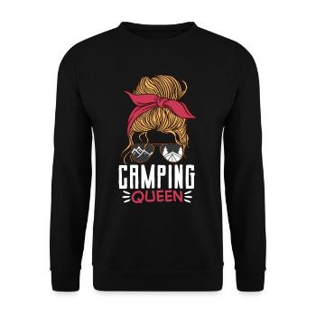 Camper Outdoor Tent Camping Queen - Unisex Sweatshirt - black - Front - Alina (178cm) & Michal (187cm)