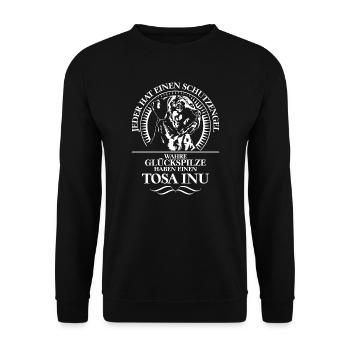 TOSA INU Schutzengel Hundespruch Hunde Wilsigns - Unisex Pullover - Schwarz - Vorne - Alina (178cm) & Michal (187cm)