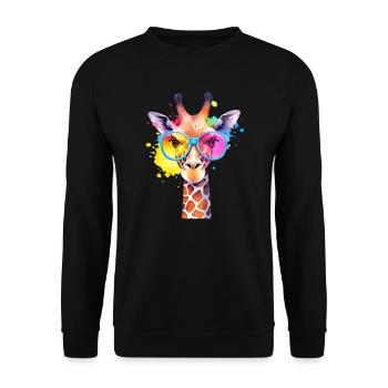 Girafe fraîche colorée avec des lunettes de soleil - Sweat-shirt Unisexe - noir - Devant - Alina (178cm) & Michal (187cm)