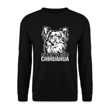Chihuahua life is better Dogs Wilsigns - Unisex Sweatshirt - black - Front - Alina (178cm) & Michal (187cm)