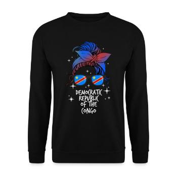 Democratic Republic of the Congo - Unisex Sweatshirt - black - Front - Alina (178cm) & Michal (187cm)