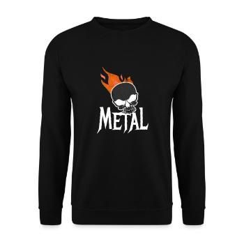 Heavy Metal Totenkops fire - Unisex Sweatshirt - black - Front - Alina (178cm) & Michal (187cm)