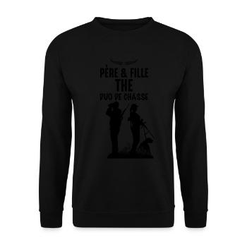 Papa et fille chasseuse le Duo Parfait - Sweat-shirt Unisexe - noir - Devant - Alina (178cm) & Michal (187cm)