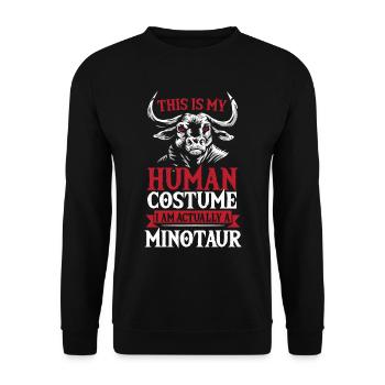 Halbbull-Minotaurus-Geschenk - Unisex Pullover - Schwarz - Vorne - Alina (178cm) & Michal (187cm)