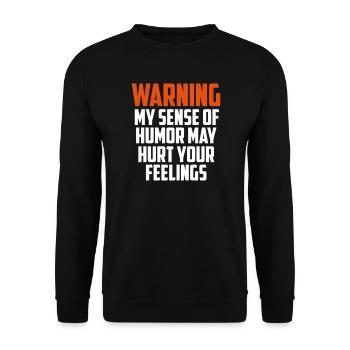 Warnung lustiges Zitat - Unisex Pullover - Schwarz - Vorne - Alina (178cm) & Michal (187cm)