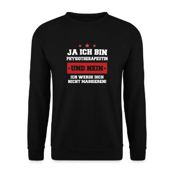 Physiotherapist Physio profession massaging gift - Unisex Sweatshirt - black - Front - Alina (178cm) & Michal (187cm)