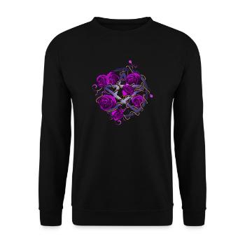 Roses pentagram purple - Unisex Sweatshirt - black - Front - Alina (178cm) & Michal (187cm)