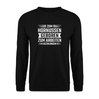 Zum Hornussen geboren - Unisex Pullover - Schwarz - Vorne - Alina (178cm) & Michal (187cm)