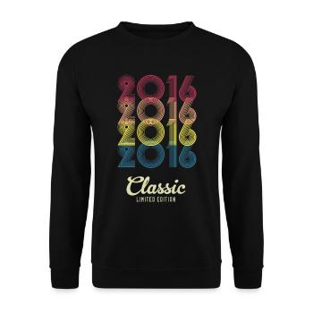 2016 Birthday born in 2016 Retro Vintage - Unisex Sweatshirt - black - Front - Alina (178cm) & Michal (187cm)