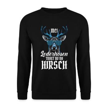 Mei Lederhosn is in da Wäsch Lederhosen Ersatz - Sweat-shirt Unisexe - noir - Devant - Alina (178cm) & Michal (187cm)
