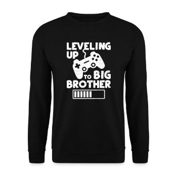 Leveling Up To Big Brother - Brother - Unisex Sweatshirt - black - Front - Alina (178cm) & Michal (187cm)
