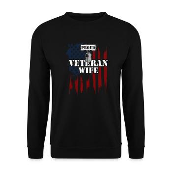 Fière épouse d’ancien combattant - Vétéran - Sweat-shirt Unisexe - noir - Devant - Alina (178cm) & Michal (187cm)