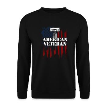 Proud American Veteran - Veteran - Unisex Sweatshirt - black - Front - Alina (178cm) & Michal (187cm)
