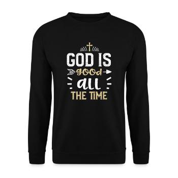 God is good all the time - Jesus - Unisex Sweatshirt - black - Front - Alina (178cm) & Michal (187cm)