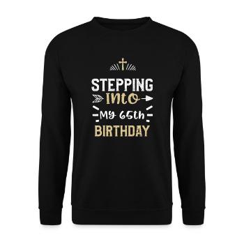 Entrer dans mon 65e anniversaire - Sweat-shirt Unisexe - noir - Devant - Alina (178cm) & Michal (187cm)