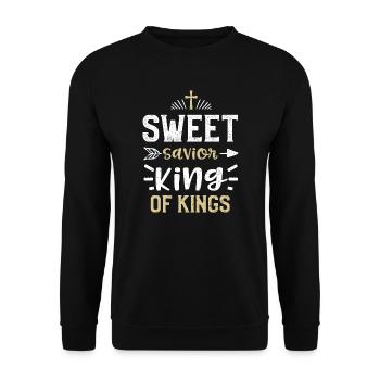 Sweet Savior King of Kings - Jesus - Unisex Pullover - Schwarz - Vorne - Alina (178cm) & Michal (187cm)