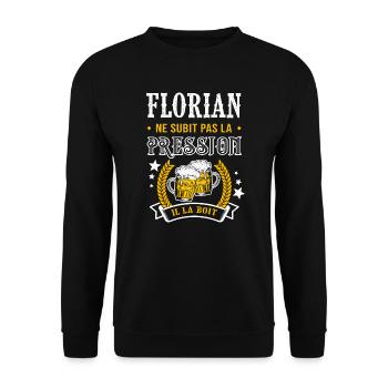 Florian bière florian cadeau florian fêtes - Sweat-shirt Unisexe - noir - Devant - Alina (178cm) & Michal (187cm)