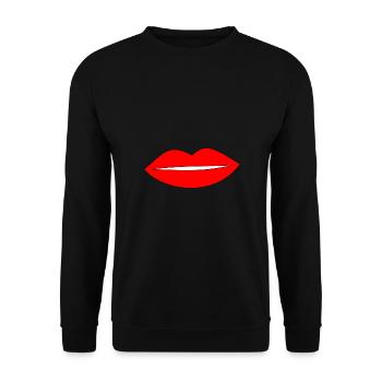 Kussmund Lippenstift Lippen - Unisex Pullover - Schwarz - Vorne - Alina (178cm) & Michal (187cm)