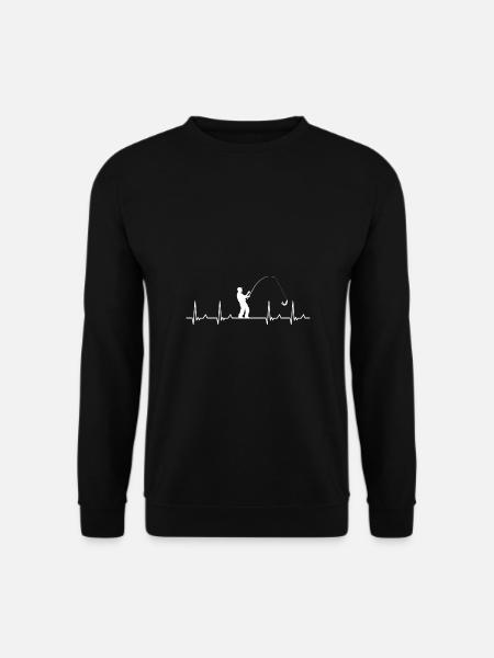 Angeln Herzschlag Fischer Fischen Angler Geschenk - Unisex Pullover - Schwarz