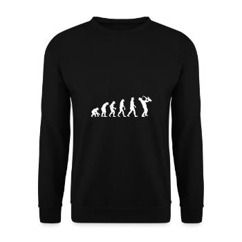 Evolution Saxophon Musiker Saxofon Geschenkidee - Unisex Pullover - Schwarz - Vorne - Alina (178cm) & Michal (187cm)
