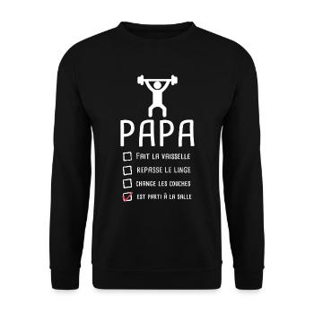 Papa musclé musculation fête des pères muscu - Sweat-shirt Unisexe - noir - Devant - Alina (178cm) & Michal (187cm)