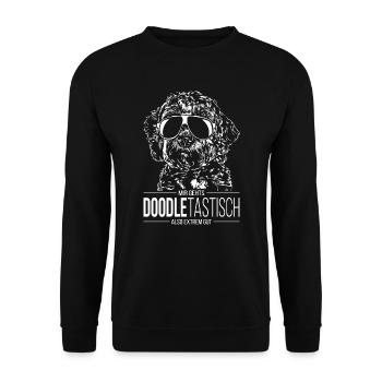 DOODLETASTISCH Labradoodle Goldendoodle Spruch - Unisex Pullover - Schwarz - Vorne - Alina (178cm) & Michal (187cm)