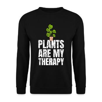 Les plantes sont ma thérapie Jardinage - Sweat-shirt Unisexe - noir - Devant - Alina (178cm) & Michal (187cm)