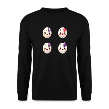 Vier bunte Eier Osterei Ostern - Unisex Pullover - Schwarz - Vorne - Alina (178cm) & Michal (187cm)