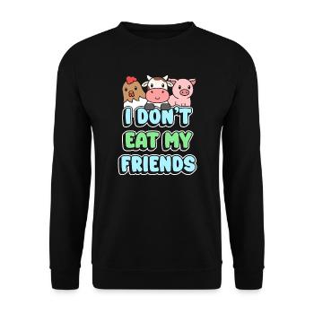 Friends Chicken Cow Pig Design for Vegans - Unisex Sweatshirt - black - Front - Alina (178cm) & Michal (187cm)