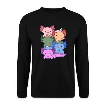 Conception de groupe d’Axolotl arc-en-ciel pour les amateurs d’Axolotl - Sweat-shirt Unisexe - noir - Devant - Alina (178cm) & Michal (187cm)
