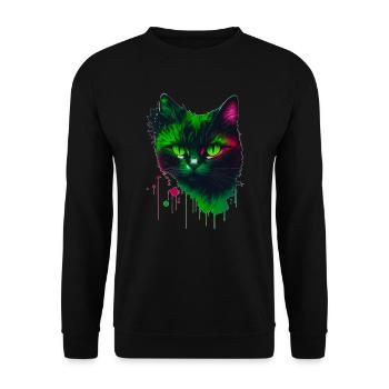Schwarze Katze - Unisex Pullover - Schwarz - Vorne - Alina (178cm) & Michal (187cm)