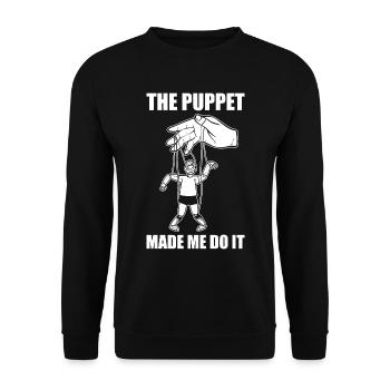 Lustiger Bauchredner-Puppenspieler Puppenmacher - Unisex Pullover - Schwarz - Vorne - Alina (178cm) & Michal (187cm)
