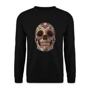 Sugar Skull | Dia De Los Muertos Mexican Holiday - Unisex Pullover - Schwarz - Vorne - Alina (178cm) & Michal (187cm)