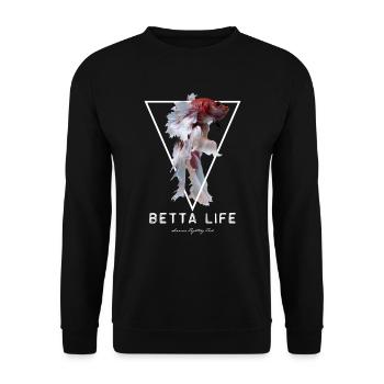 Betta Fish Geometric Siamese Fighting Fish Design - Unisex Pullover - Schwarz - Vorne - Alina (178cm) & Michal (187cm)
