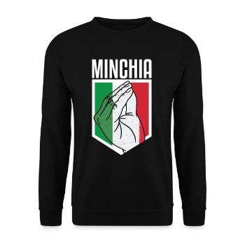 Italy Italian Cursing Ranting Minchia - Unisex Sweatshirt - black - Front - Alina (178cm) & Michal (187cm)