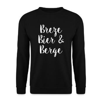 BREZE BIER & BERGE - BAYERN - OBERBAYERN - BAYER - Unisex Pullover - Schwarz - Vorne - Alina (178cm) & Michal (187cm)
