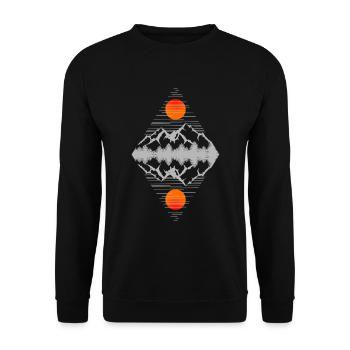 Berge Spiegelbild - Unisex Pullover - Schwarz - Vorne - Alina (178cm) & Michal (187cm)
