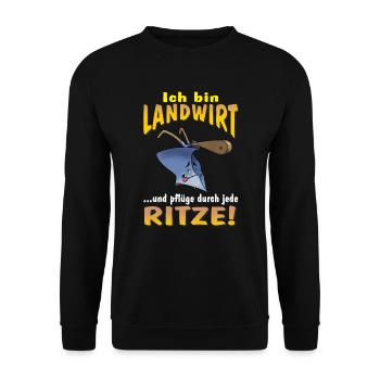 HW - Ich bin Landwirt und pflüge durch jede Ritze - Unisex Pullover - Schwarz - Vorne - Alina (178cm) & Michal (187cm)