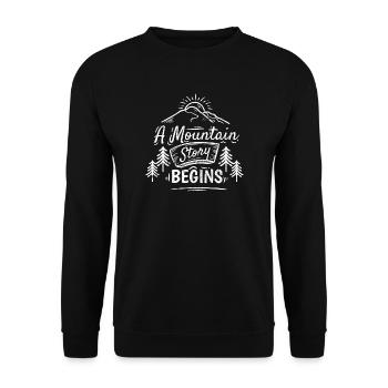 MOUNTAINS HISTORY BERGEN MOUNTAIN SAYING MOTIF GIFT - Unisex Sweatshirt - black - Front - Alina (178cm) & Michal (187cm)