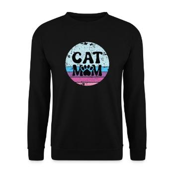 MAMAN MAMAN MAMAN CHATS PUSSY MEOW SHIRT DISANT MOTIF - Sweat-shirt Unisexe - noir - Devant - Alina (178cm) & Michal (187cm)